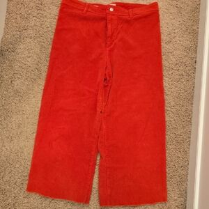 Bright Red Wide Leg Corduroy Pants Size 16